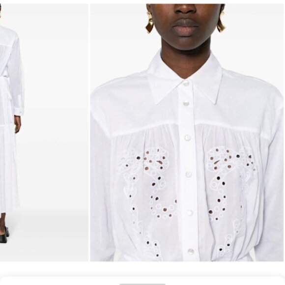 NWT Pinko Dolce Vita Maxi Shirt Dress in white - Picture 12 of 16